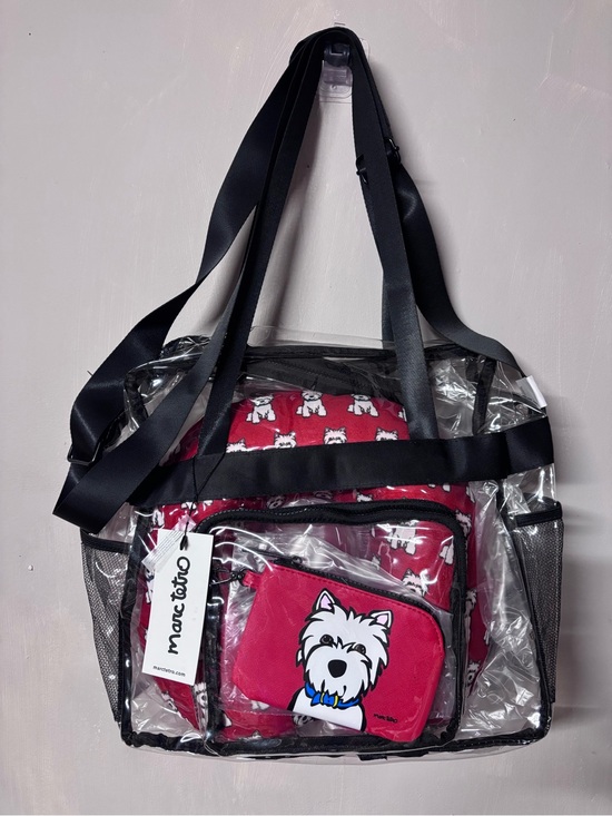 Marc Tetro Handbags - Marc Tetro Clear Tote Bag with Red Dog Print Insert